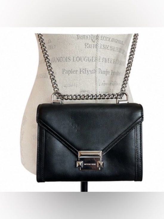 Michael Kors Handbags - Michael Kors Black Leather Whitney Handbag with Silver Chain